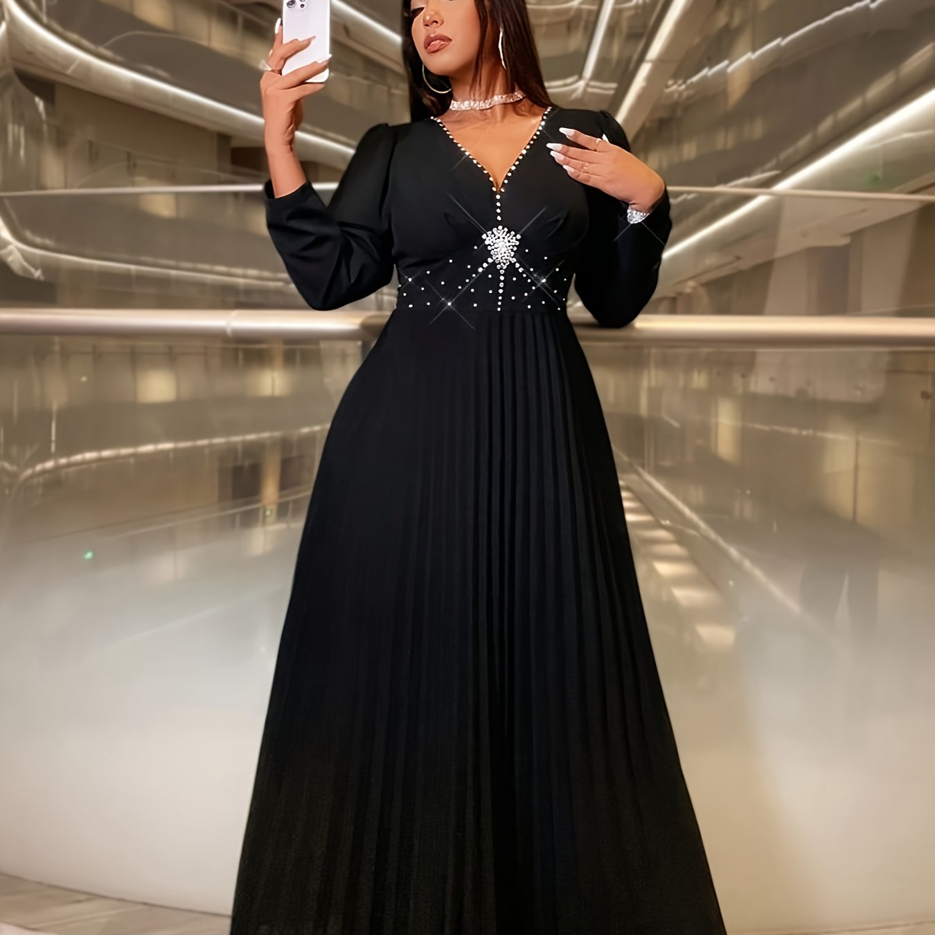 Plus Size Red Maxi Dress with V-Neck and Ruched Hem for Formal Events