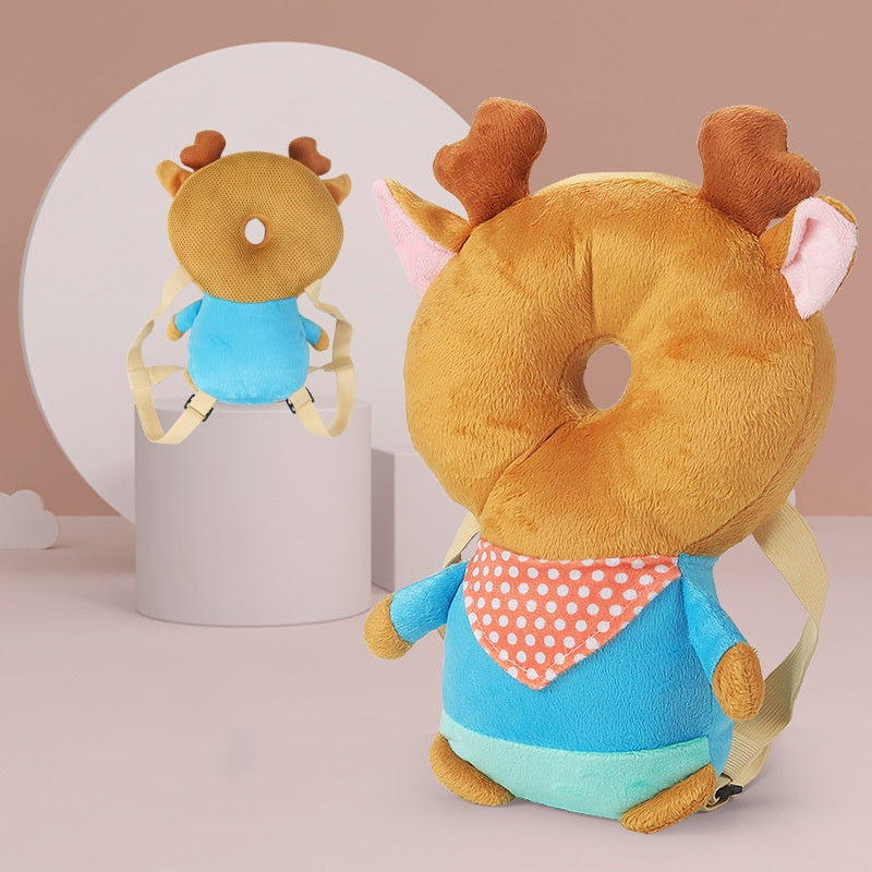 Adjustable Cartoon Animal Plush Toy Cushion Backpack Pillow for Kids Yellow Green Pink