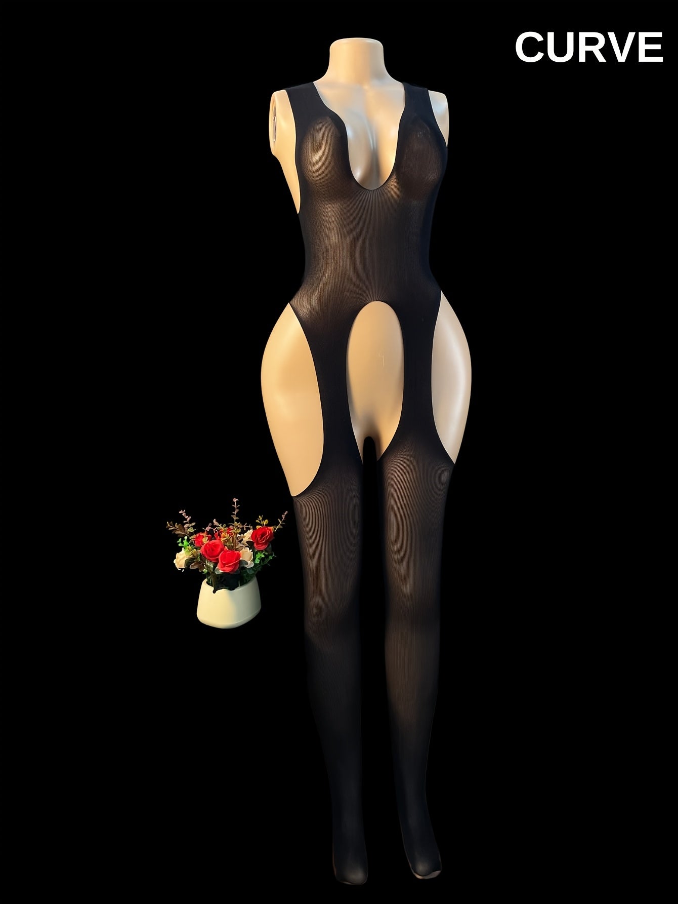 Женский сетчатый боди с вырезом в паху, прозрачные колготки полностью по телу, кружевное бельё