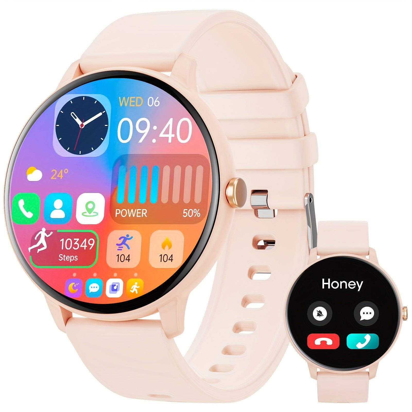 Reloj inteligente para hombres y mujeres con pantalla HD de 3.53cm, llamadas inalámbricas, control de música para múltiples deportes, asistente de voz AI