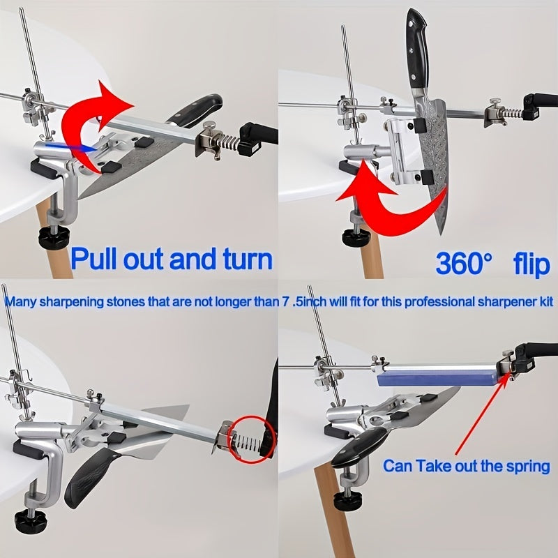 Pichoqni qirqish uchun professional maydalagich bilan pichoqni, qaychi va whetstone-ni qirqish uchun pichoqni qirqish to'plami.