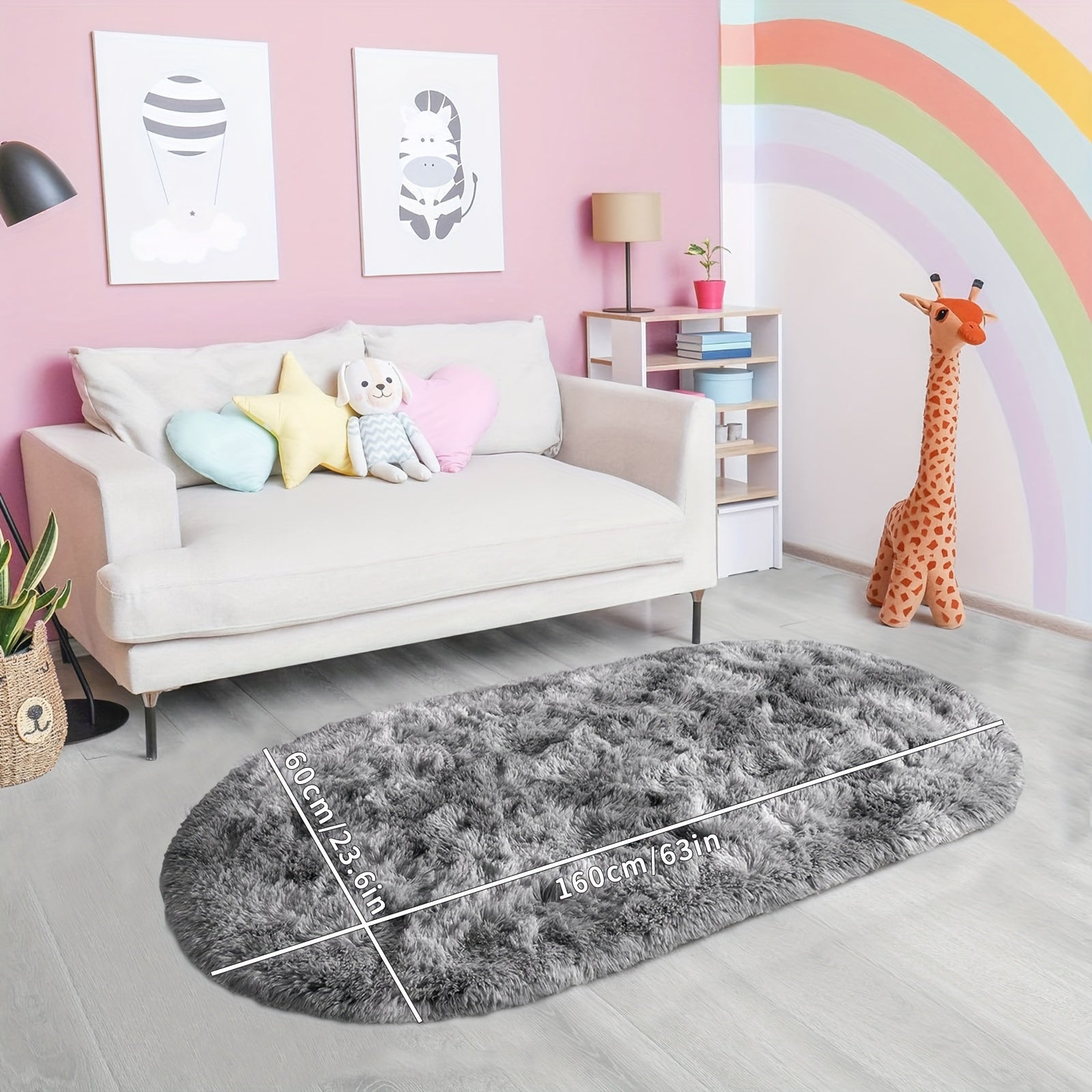 Коврик для спальни светло-серого цвета с плюшем — роскошный, мягкий и простой в уходе, с нескользящей основой, идеально подходит для уютного домашнего декора