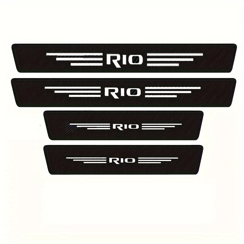 Car Door Sill Protector PVC Carbon Fiber Look Anti-Scratch Pedal Cover Guard