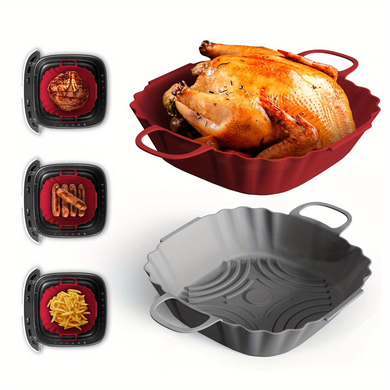 Silikon Havo Fryeri Qoplamasi - 1 Dona, Havo Fryeri uchun Oziq-ovqat Sifatli Pishirish Qog'ozi, Qayta ishlatiladigan va Tozalash Oson, Silika Gel Pad Pech Qog'ozi, Pech va Havo Fryeri uchun Oshxona Aksessuarlar - Pishirish Ta'minotlari va Aksessuarlar