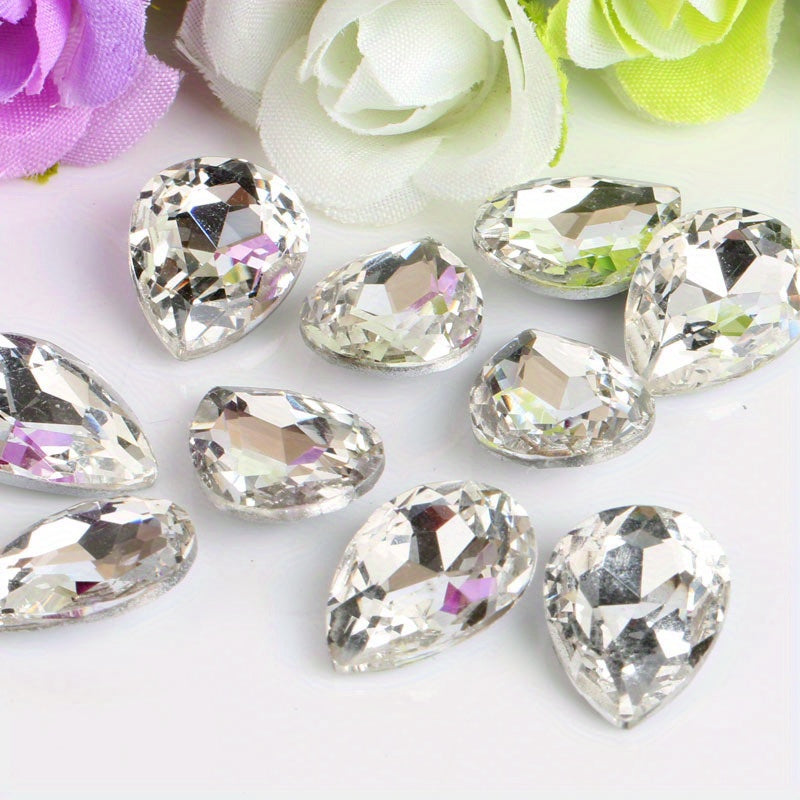 Set of 30 Vibrant Teardrop Rhinestones for Jewelry Making in Assorted Colors