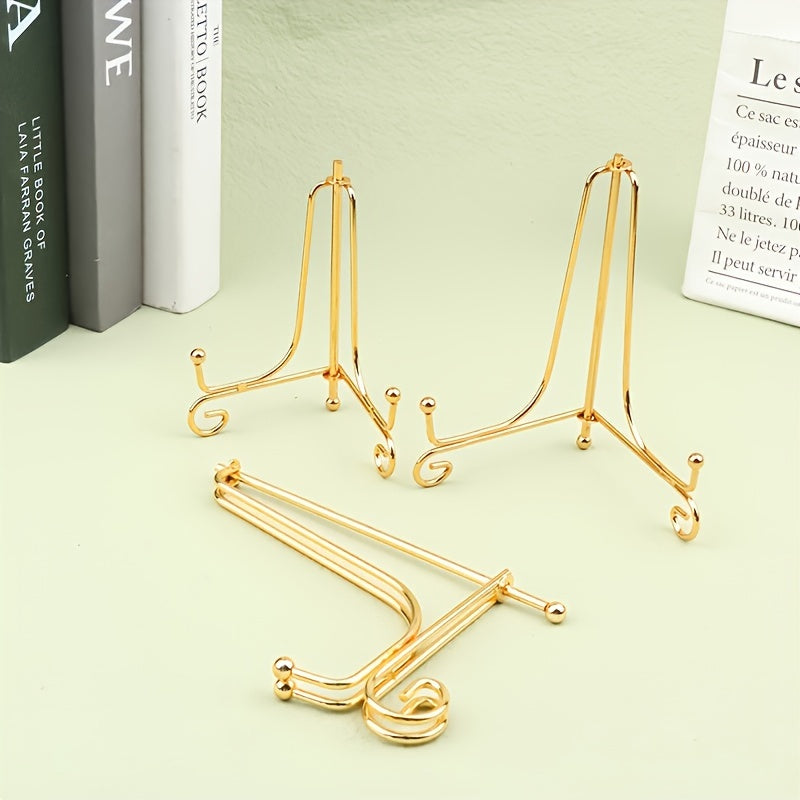 Gold Iron Display Stand for Decor Items, Easy to Assemble, Home and Office Shelving