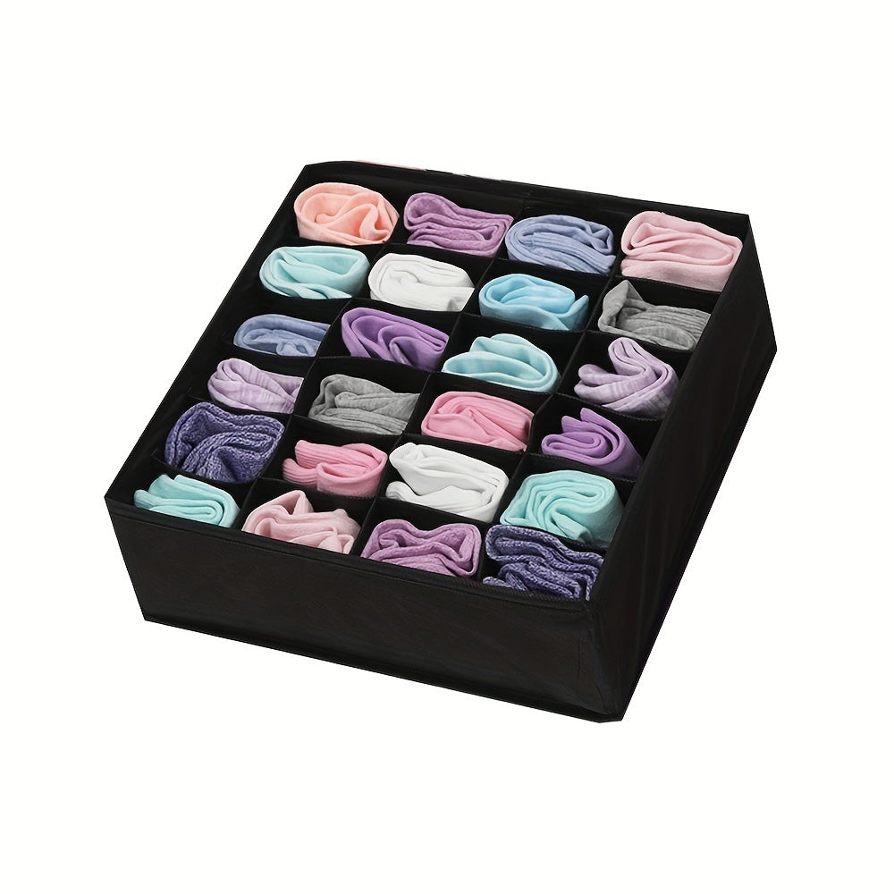Drawer Organizer with 24 Grids Collapsible Closet Divider for Socks Underwear Ties