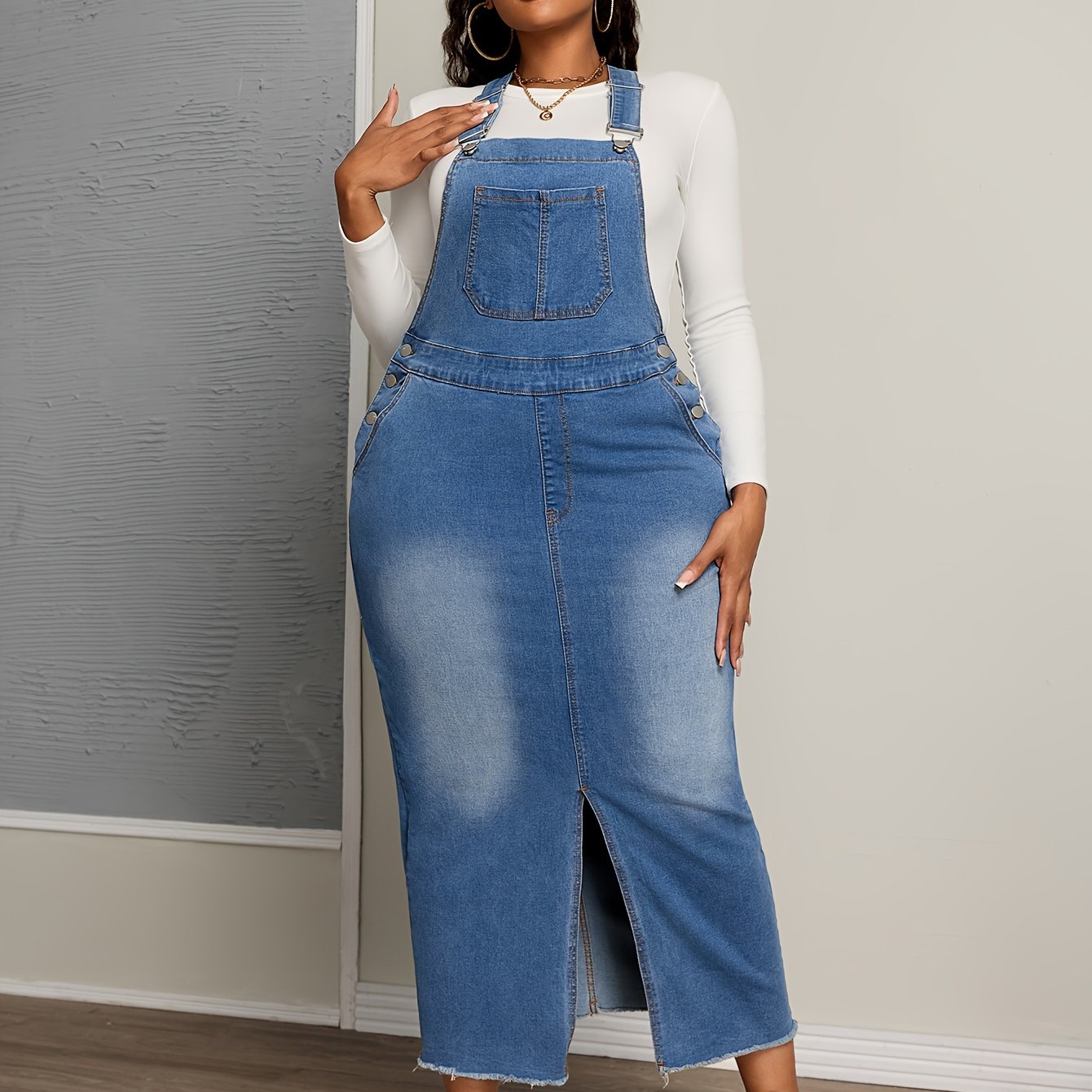 Plus Size Faux Fur Straight Strap Skirt Black Size 14 Women's Fashion