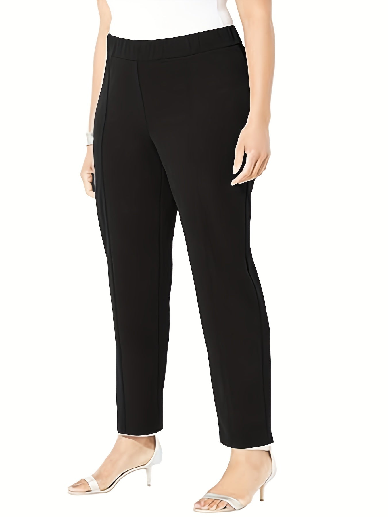 Pantalones de mujer de talla grande, elegantes, de tiro alto y pierna tapered