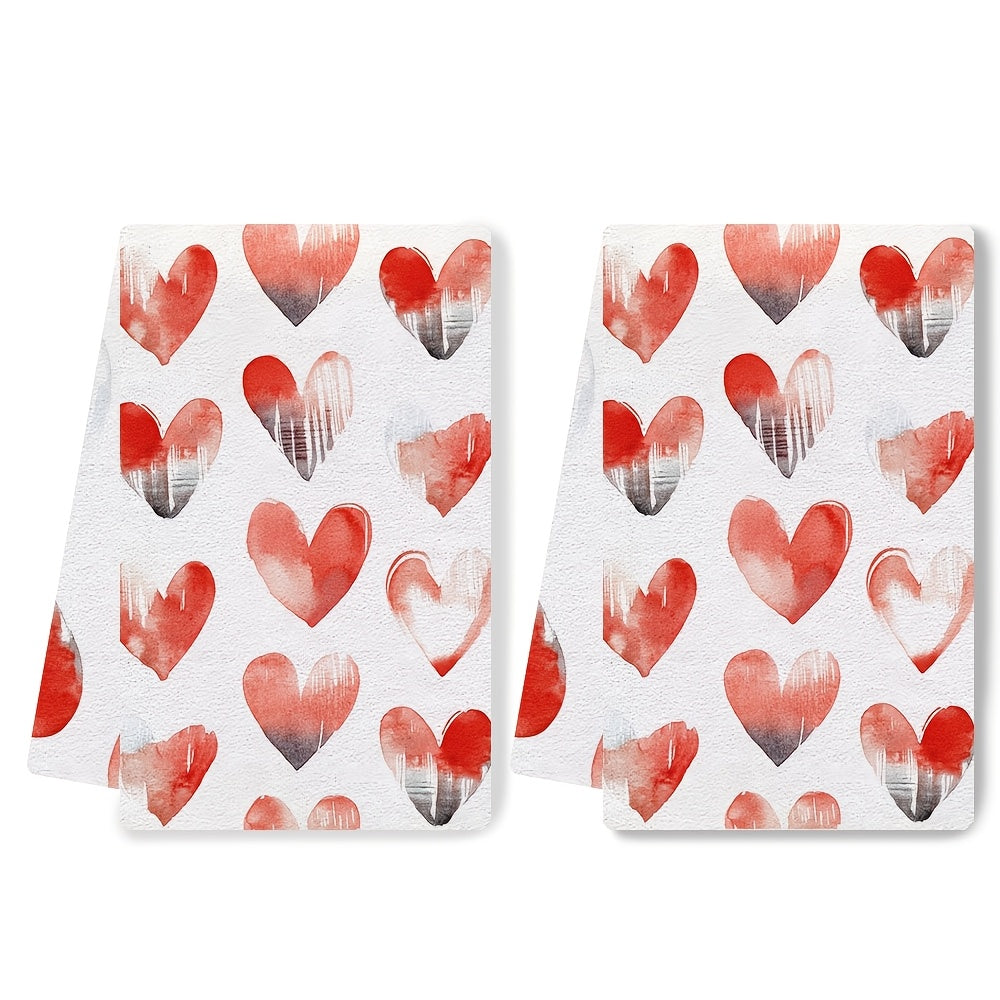 Paquete de 2 toallas de cocina para el Día de San Valentín, ultra suaves y absorbentes, 40x60cm, con estampado de corazones y animales
