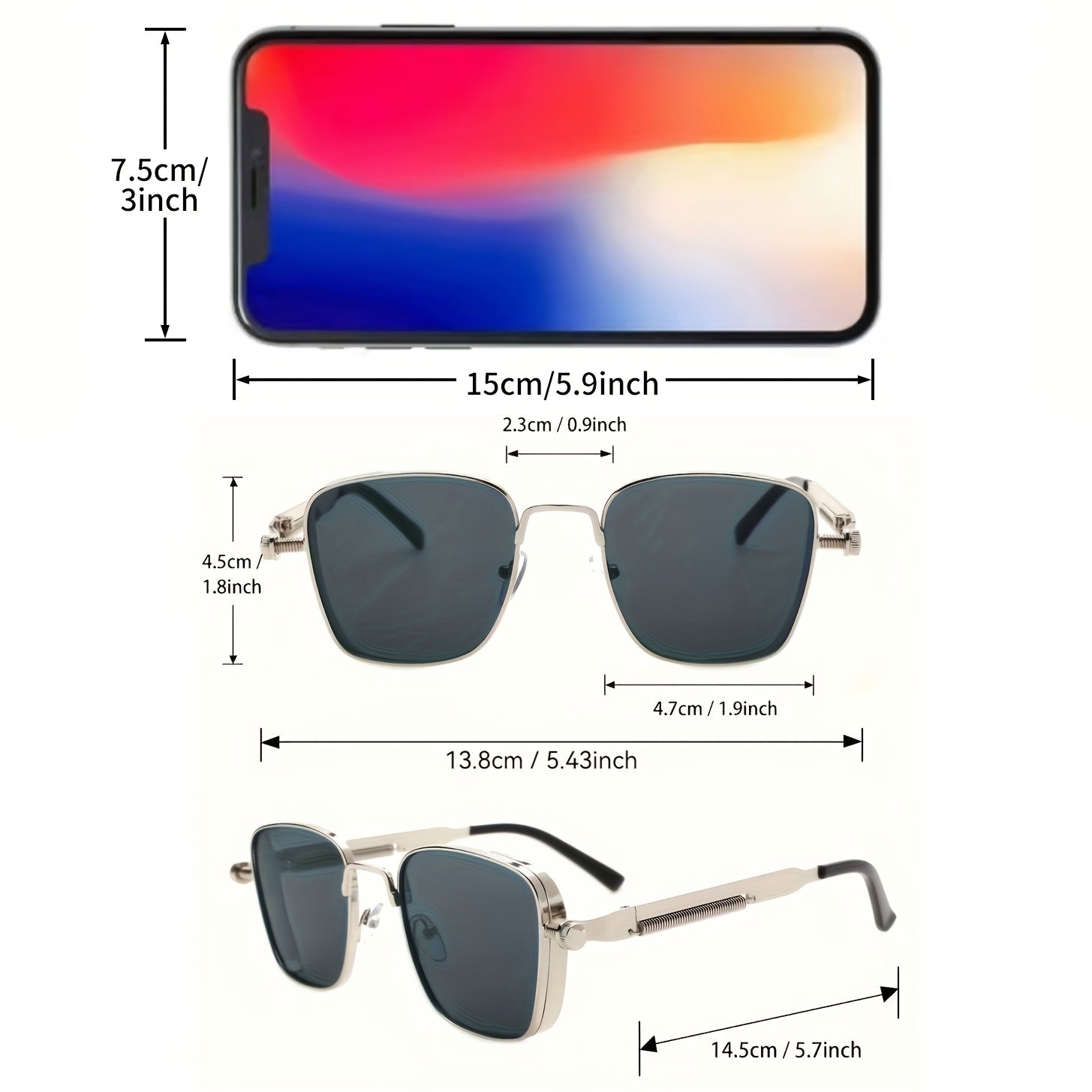 Unisex Outdoor Sports Glasses Square Steampunk Silver and Gold Frame