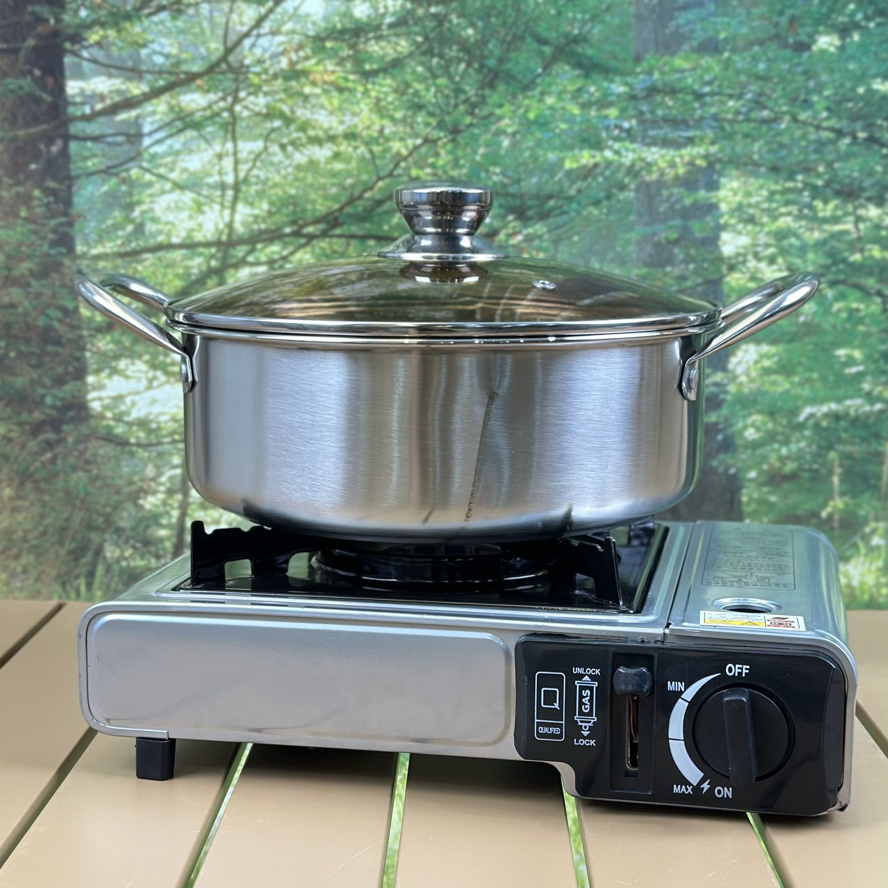 Stainless Steel Hot Pot Set with Divider Dual Flavor Cooking Large Capacity for Home and Restaurant