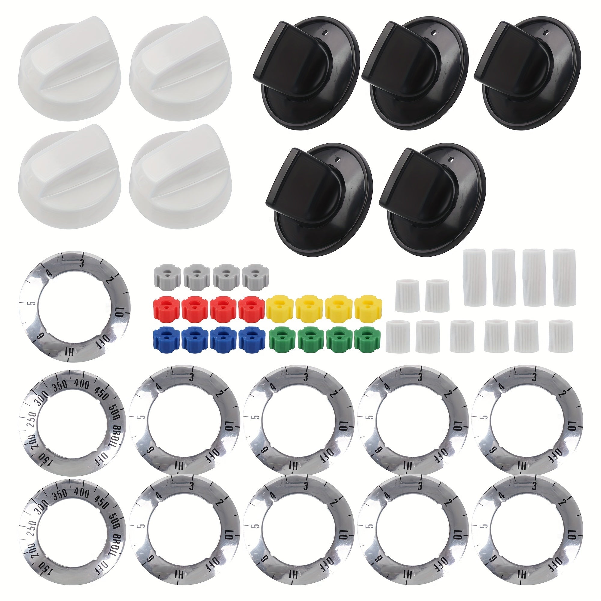 Kit de perillas eléctricas universales para estufa, 4 juegos, piezas de reemplazo de plástico blanco