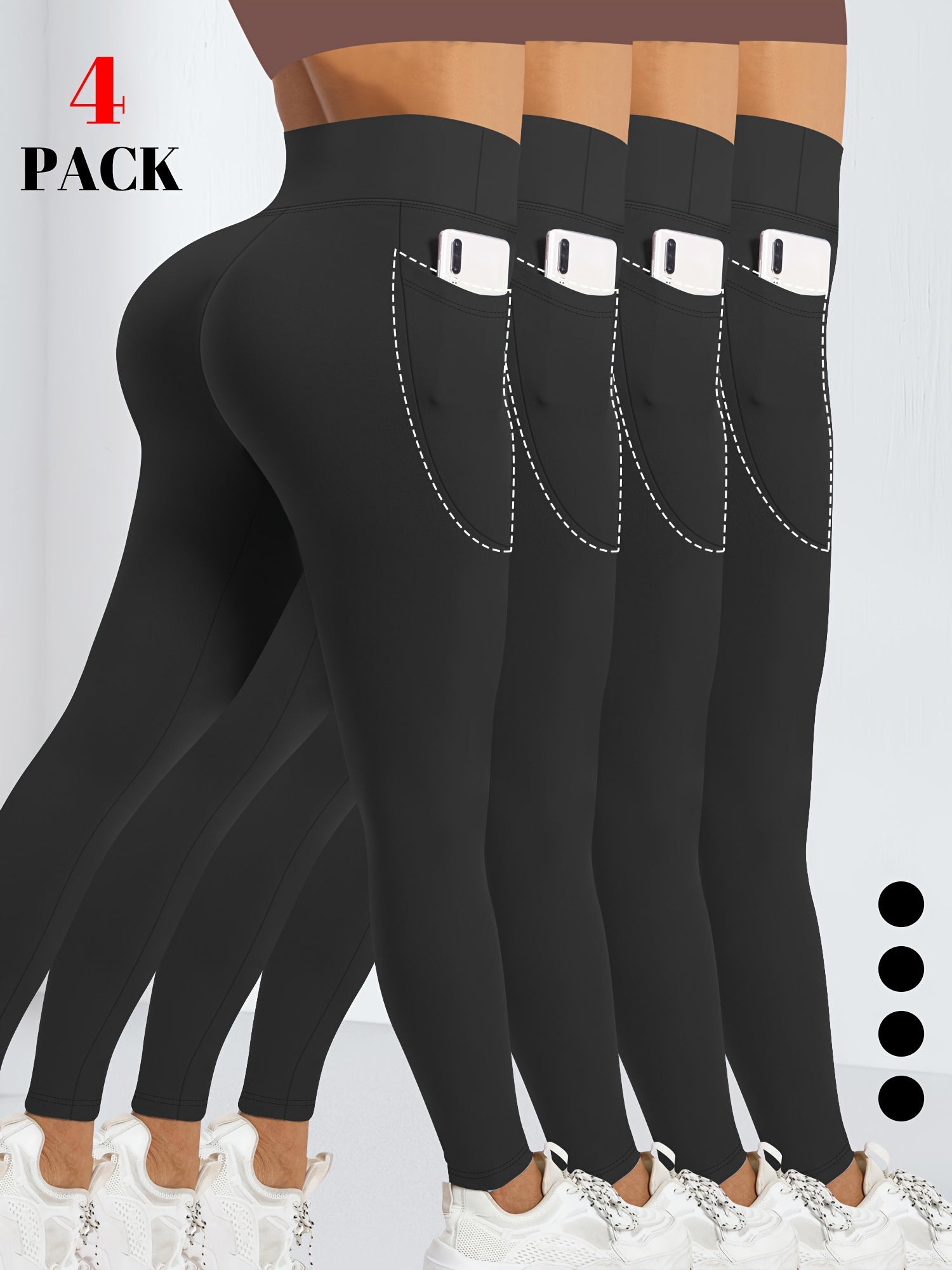 Plus Size Yoga Pants With Pockets High-Waisted Tummy Control Workout Leggings