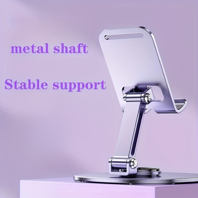 Waterproof Aluminum Alloy Phone Stand with 360° Rotating Desk Mount, Adjustable and Foldable