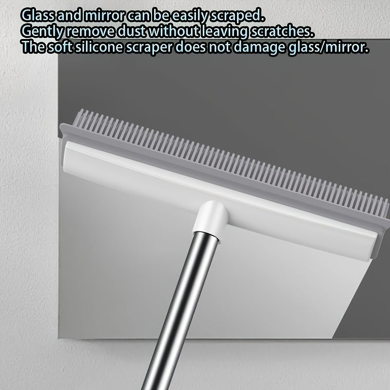 Uzaytiriladigan rezina qopqog'li supurgi, scraper, zanglamaydigan po'lat va silikondan, ko'p funktsiyali pol va hayvon tuklarini tozalash uchun