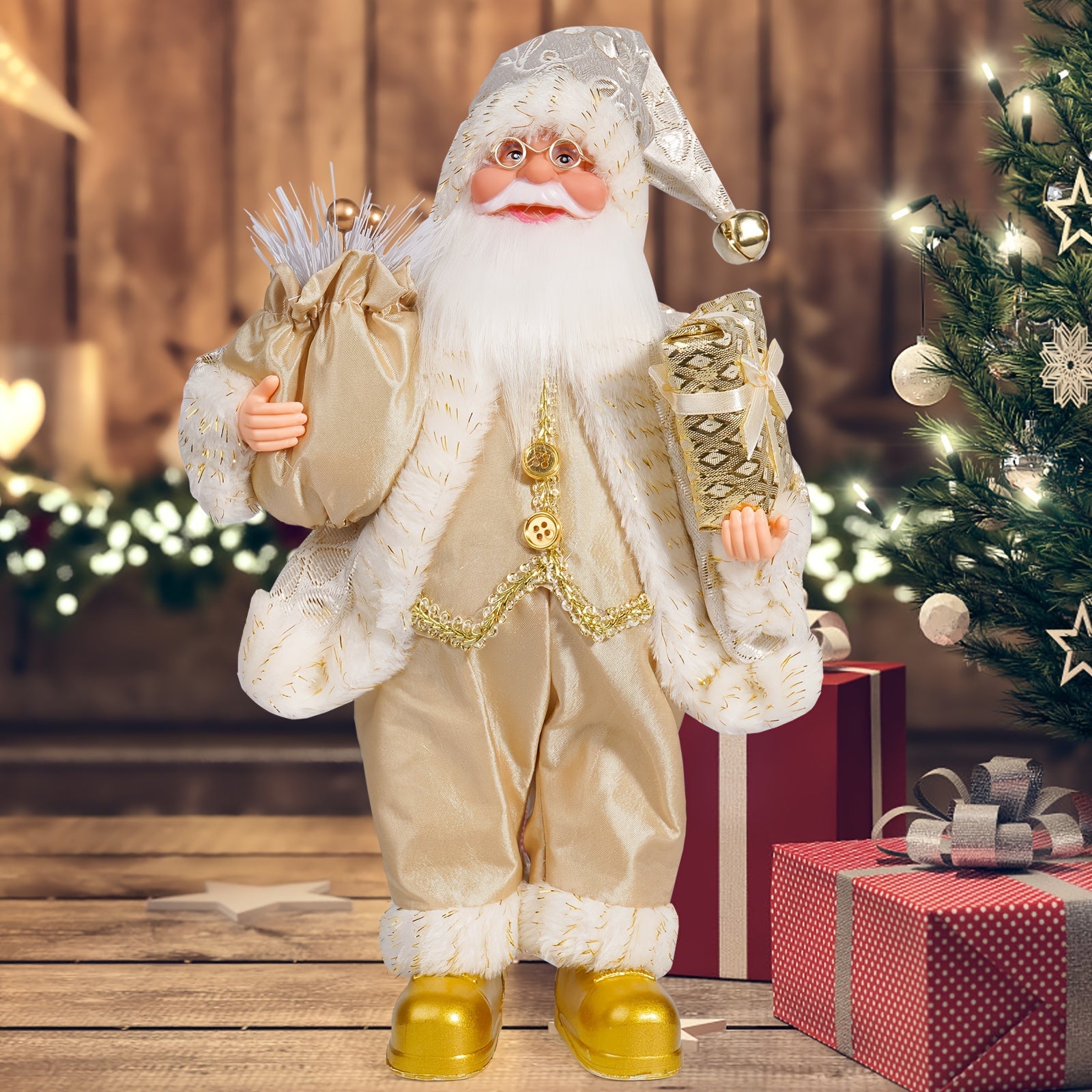 Christmas Decorations with Santa Claus and Gifts for Festive Atmosphere