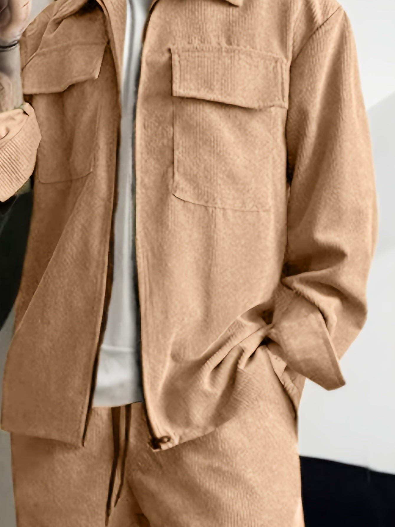 Conjunto de ropa deportiva casual de poliéster para hombre, chaqueta y pantalones, para fitness al aire libre y uso casual