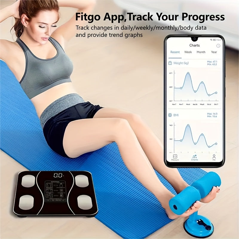 Báscula de peso Wi-Fi con pantalla LED y monitor de temperatura para fitness y dieta en casa