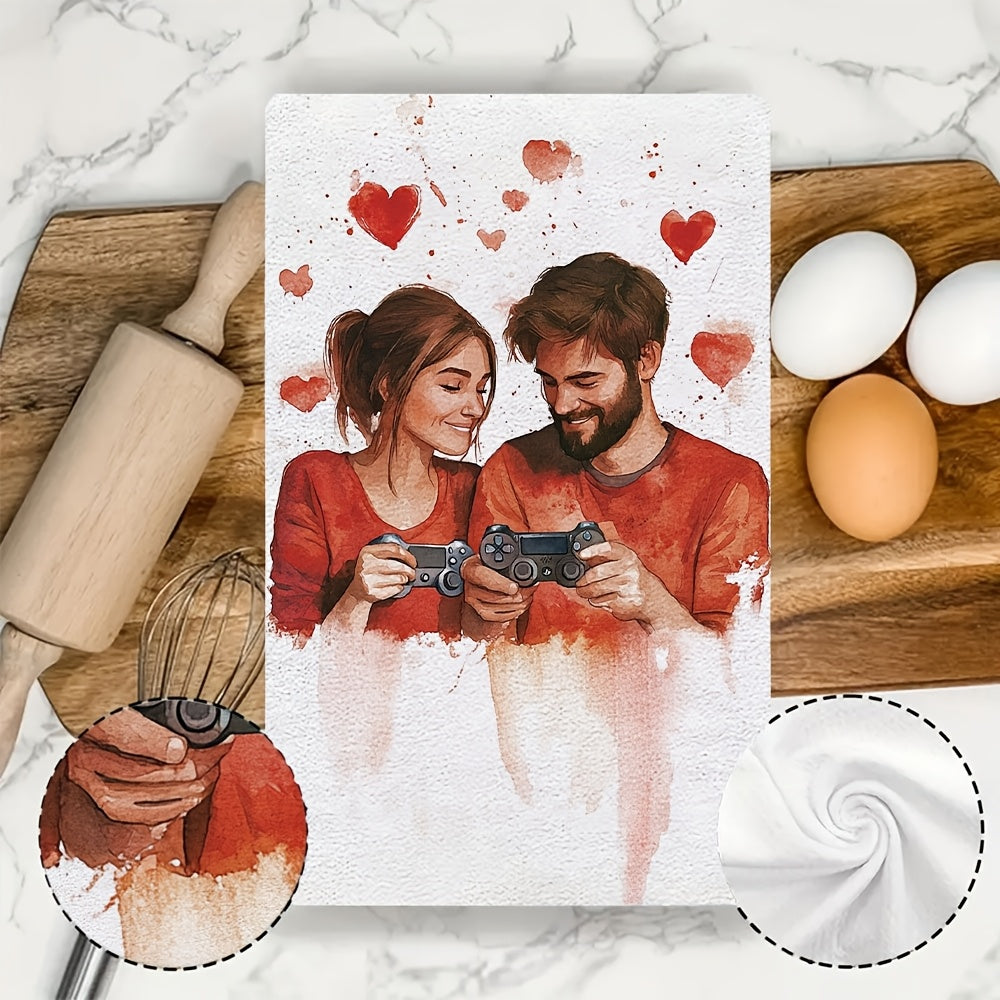 Set of 2 Ultra Soft Kitchen Towels for Gamers, 16x24 Inches, Highly Absorbent