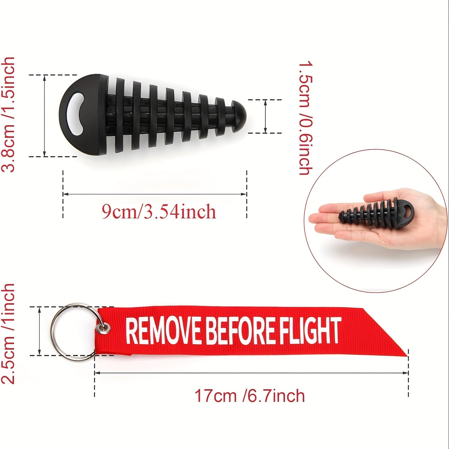 Motorcycle Exhaust Wash Plug Rubber 1.52cm-3.81cm With Keychain Tag