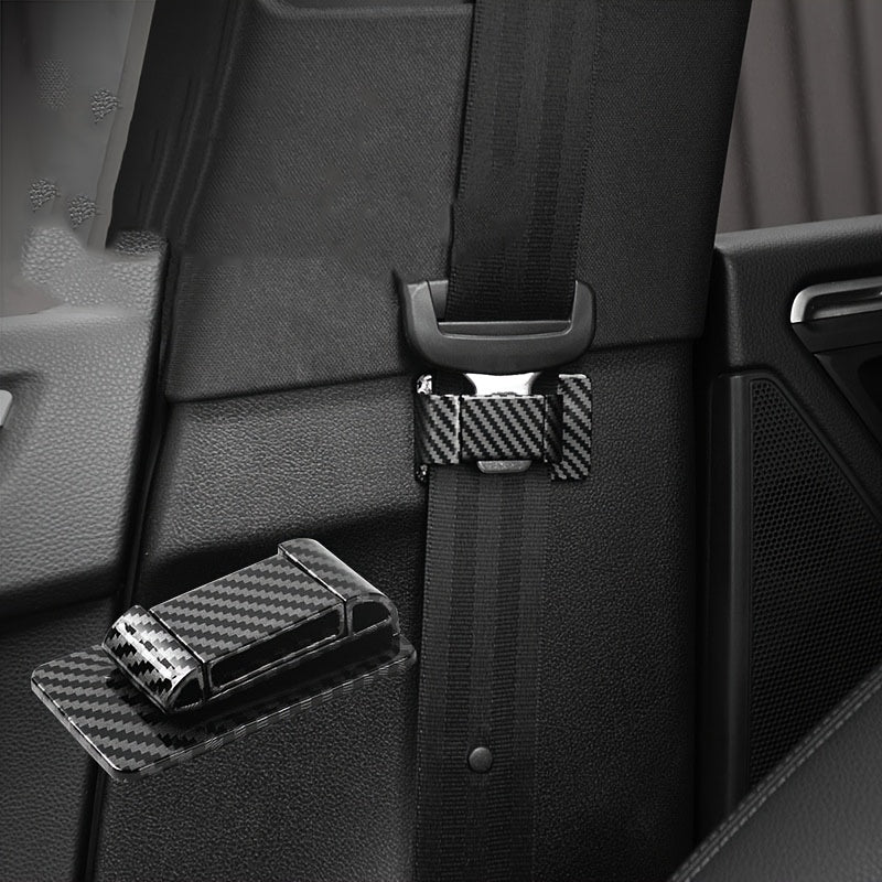 2pcs Black Carbon Fiber Plastic Seat Belt Stabilizers Anti-Vibration Car Accessories