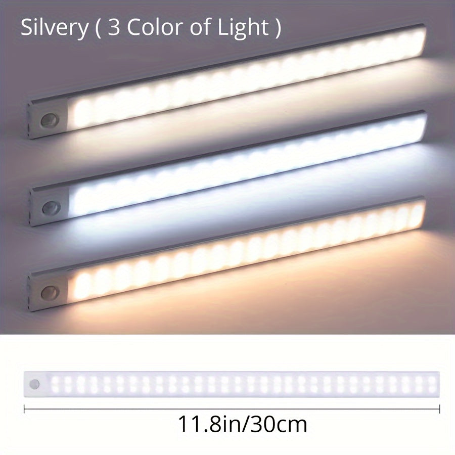 Set of 2 Ultra-Thin Smart LED Light Strips with Magnetic Mounts Rechargeable Battery and Motion Sensor