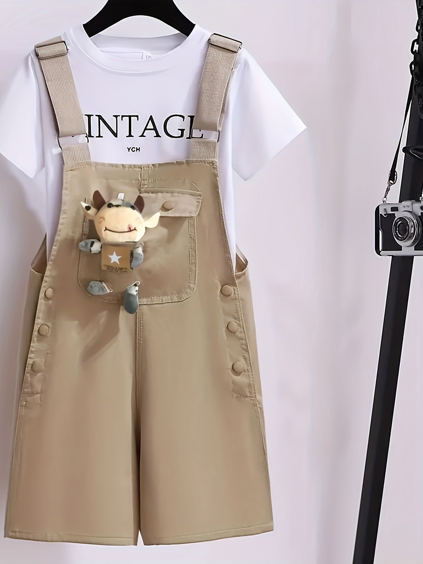 Girls Summer Overalls with Suspenders Lightweight Cotton Casual Outfit for Outdoor Wear