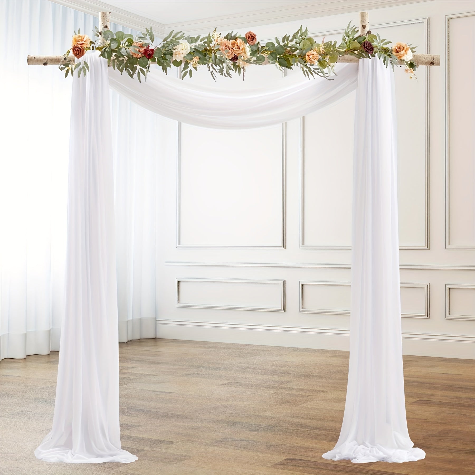 Polyester Sheer Fabric Draping Panel for Wedding Arch Backdrop Curtain Voile for Ceremony and Party Decor