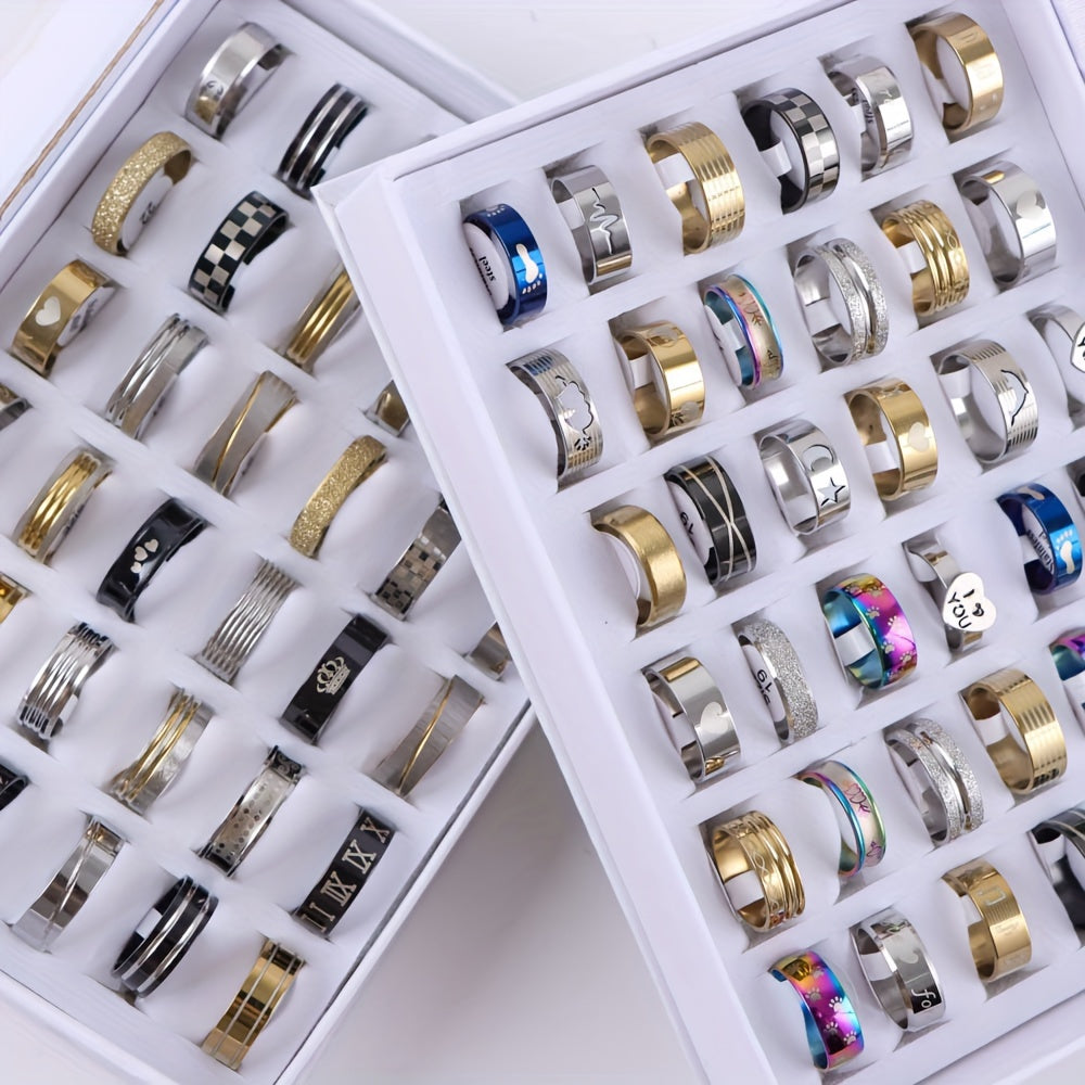 20 Pairs Stainless Steel Heart Cutout Rings for Couples Weddings Parties