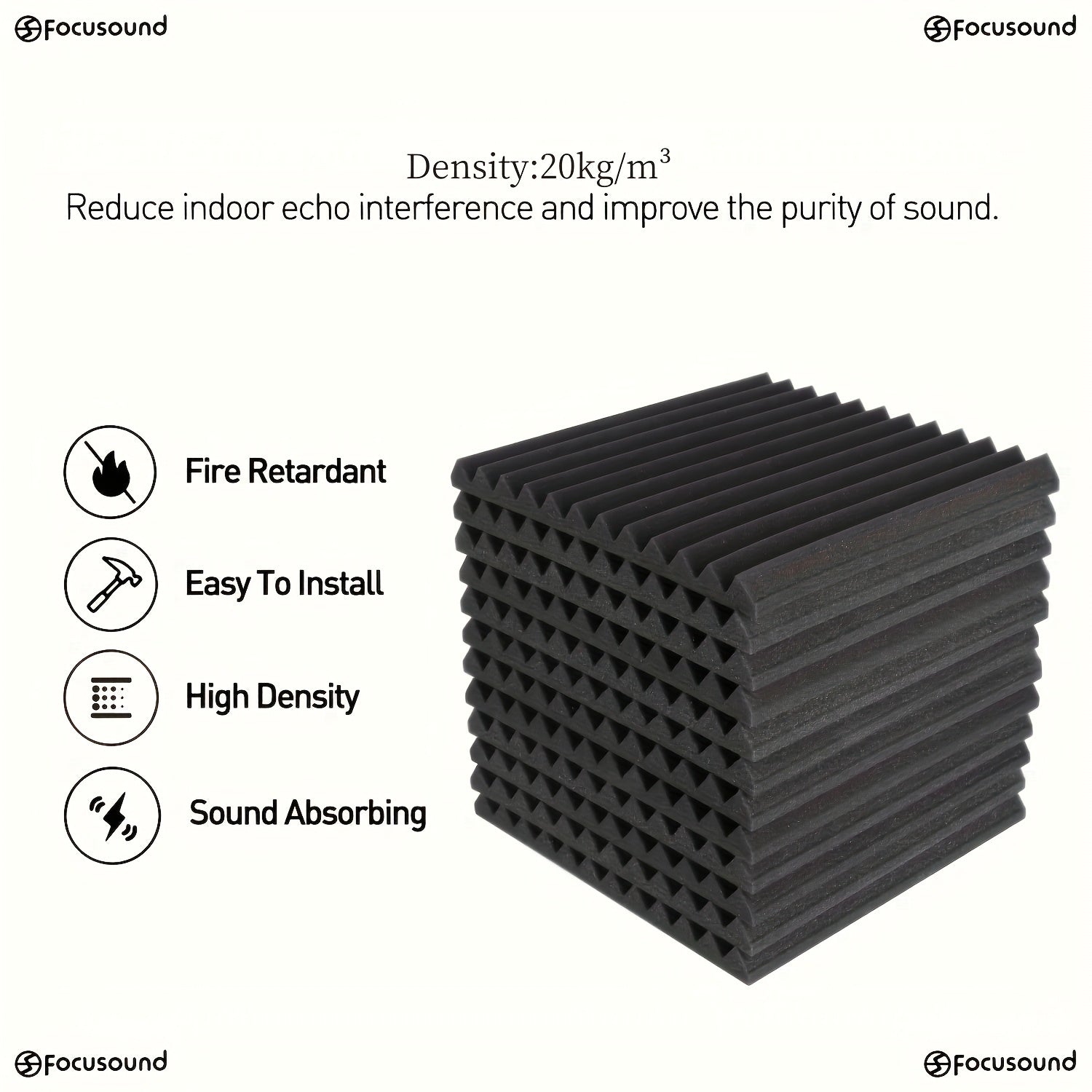 12pcs Soundproof Cotton Acoustic Panels for Office Studio Noise Reduction Black Yellow