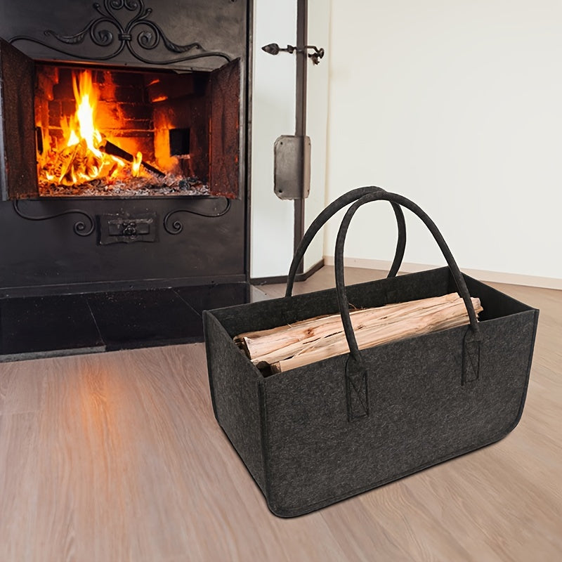 Sturdy Firewood Tote Bag with Black Handles, Spacious, Indoor and Outdoor Use