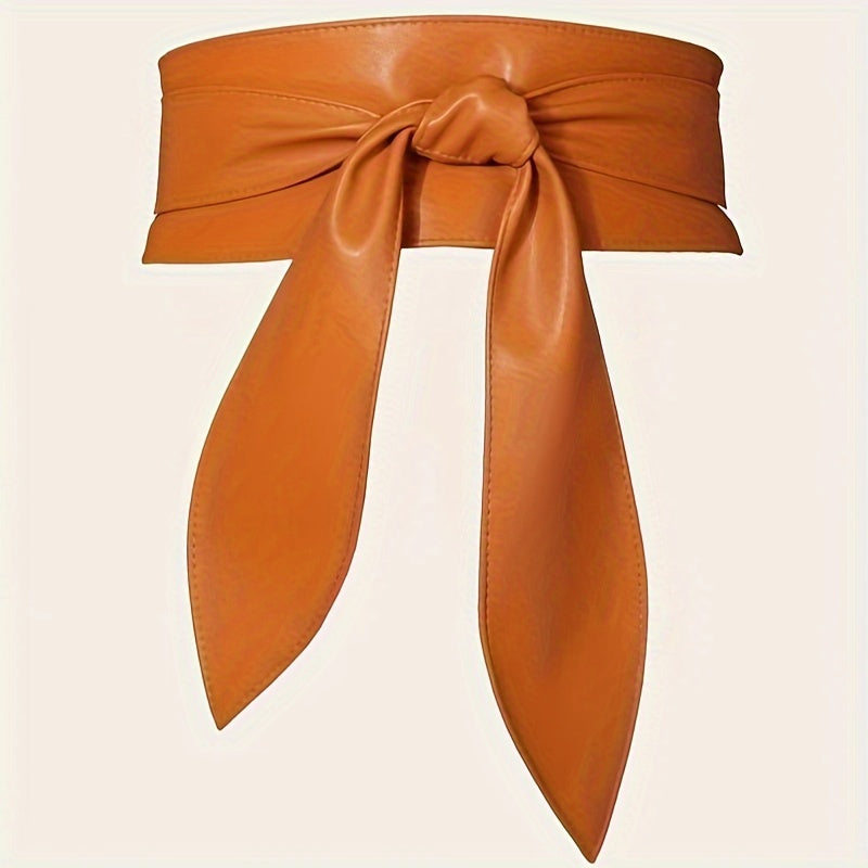 Женский широкий ремень из PU-кожи с бантом, однотонный оби для платьев