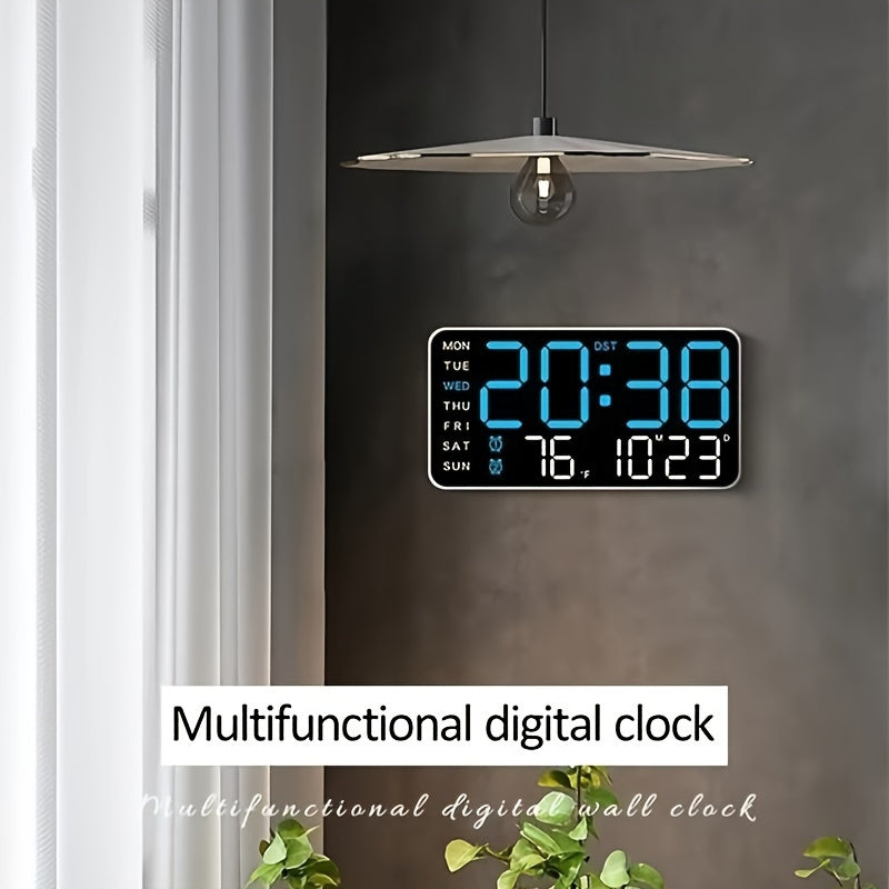 Digital Wall Clock with Temperature Date Time Alarms and Snooze Battery Powered