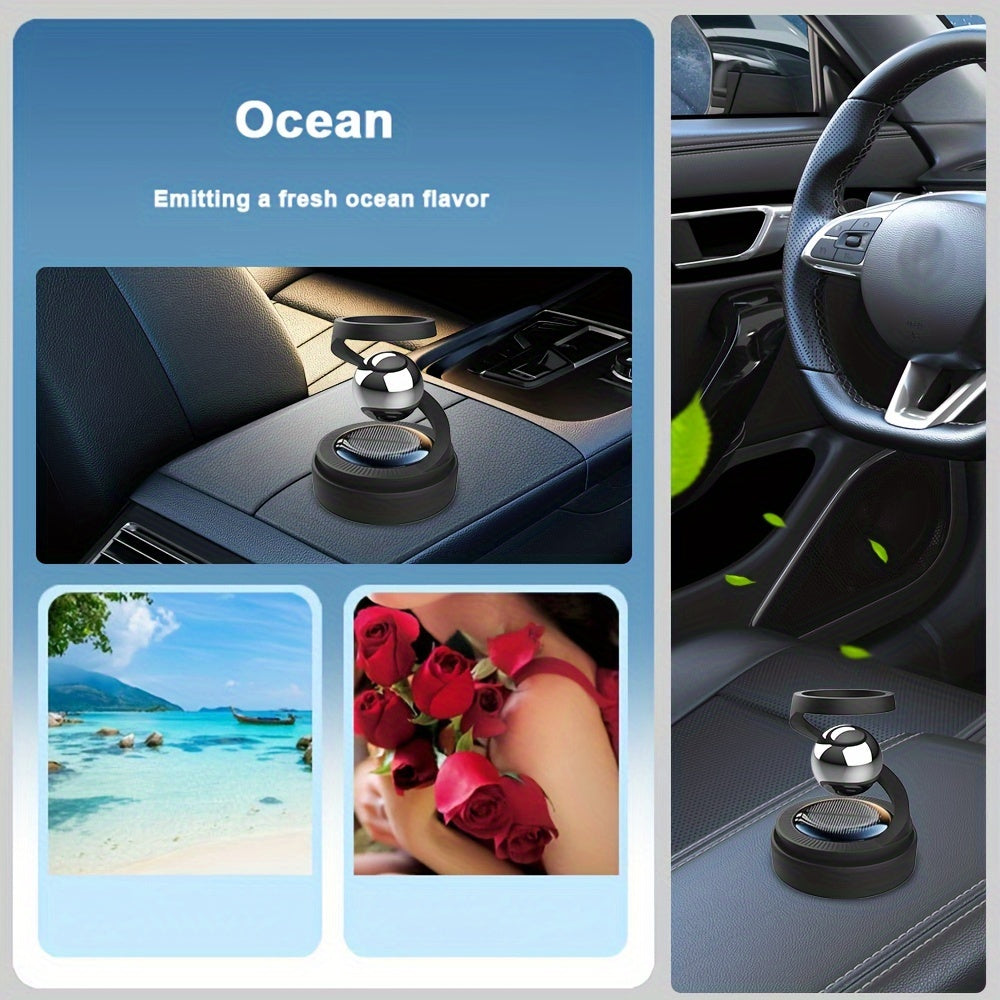 Solar-Powered Car Aromatherapy Diffuser Rotates Long-Lasting Fragrance Interior Accessory
