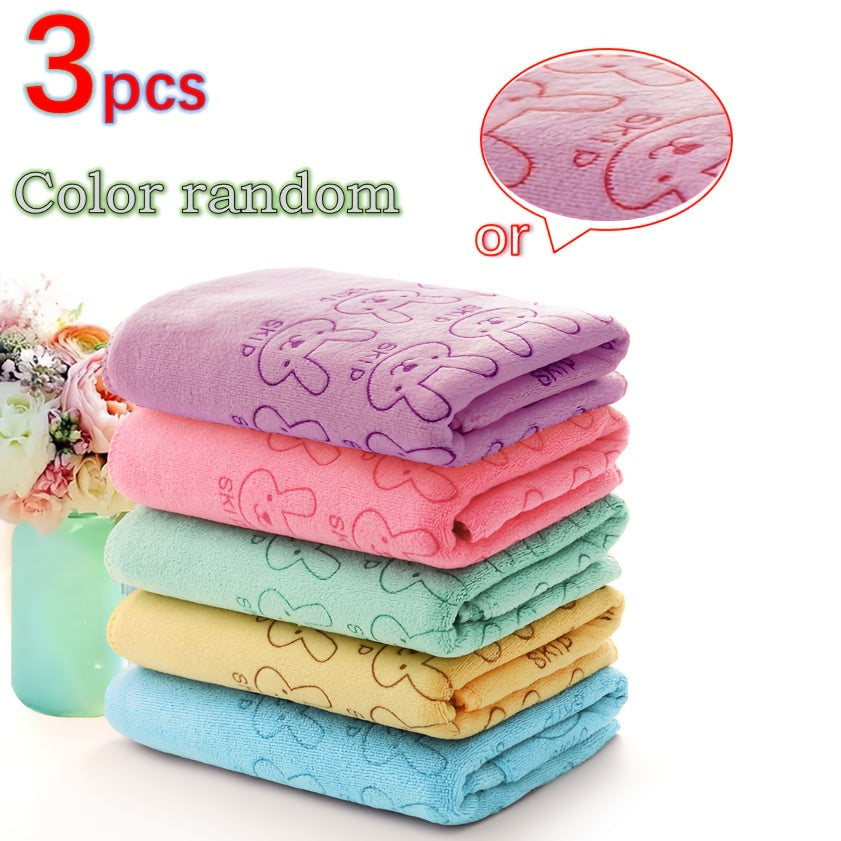 Set of 5 Cartoon Colorful Pet Bath Towels for Cats and Dogs Soft Absorbent