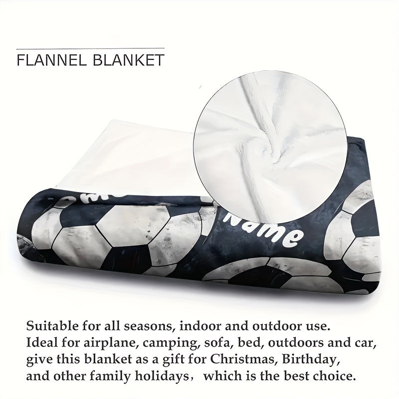 Personalized Football Print Flannel Blanket for Kids and Teens