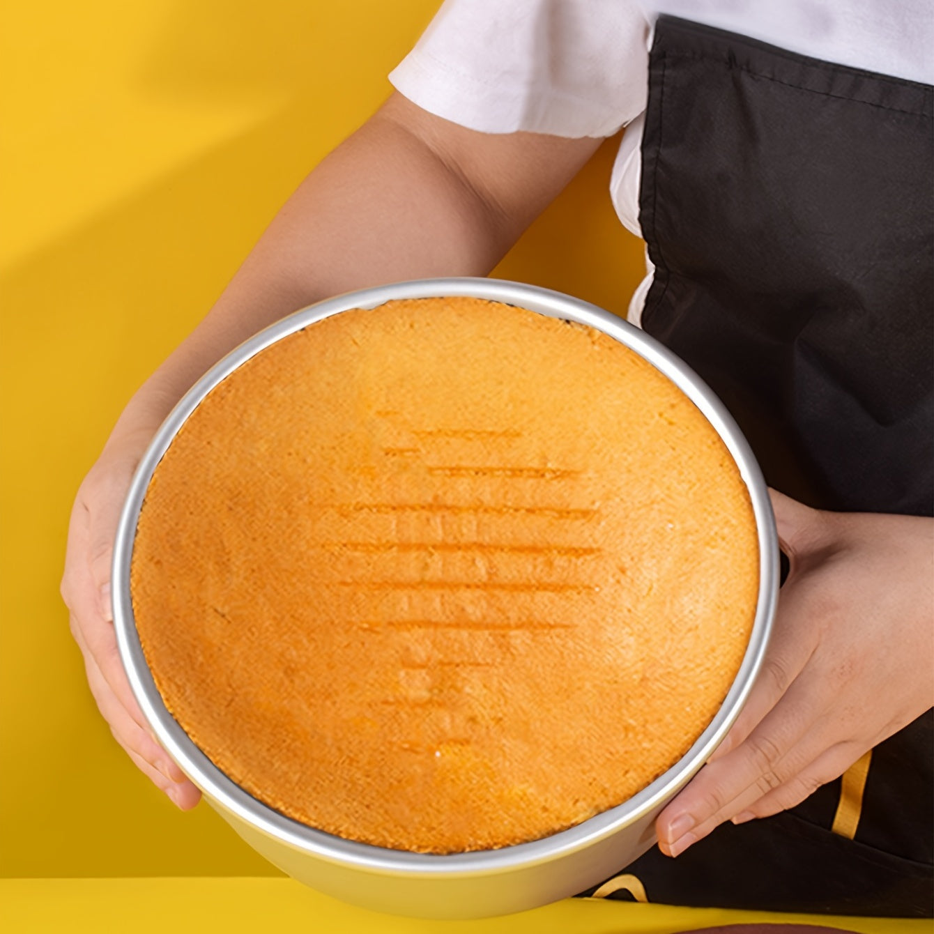 8-Inch Round Oven Cake Mold with Solid Bottom Anodized Aluminum for Chiffon Cakes