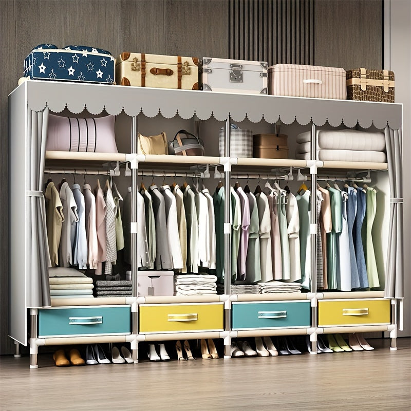 Современный стальной шкаф с 3 ящиками и вешалками для общежитий и аренды