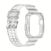 Transparent Silicone Watch Band with Integrated Case for Apple Watch Ultra/SE/Series 1-9 40-49mm