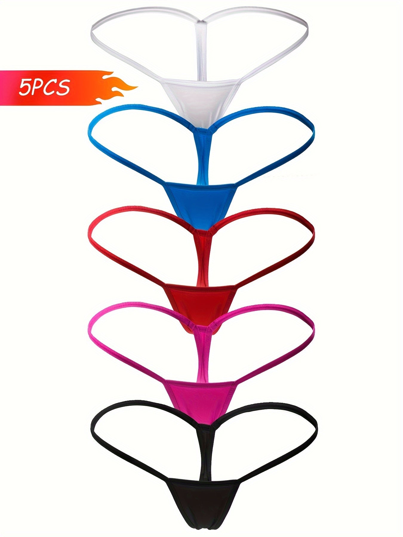 Women's Lingerie Solid Color Thongs Pack of 5 Comfortable and Stylish