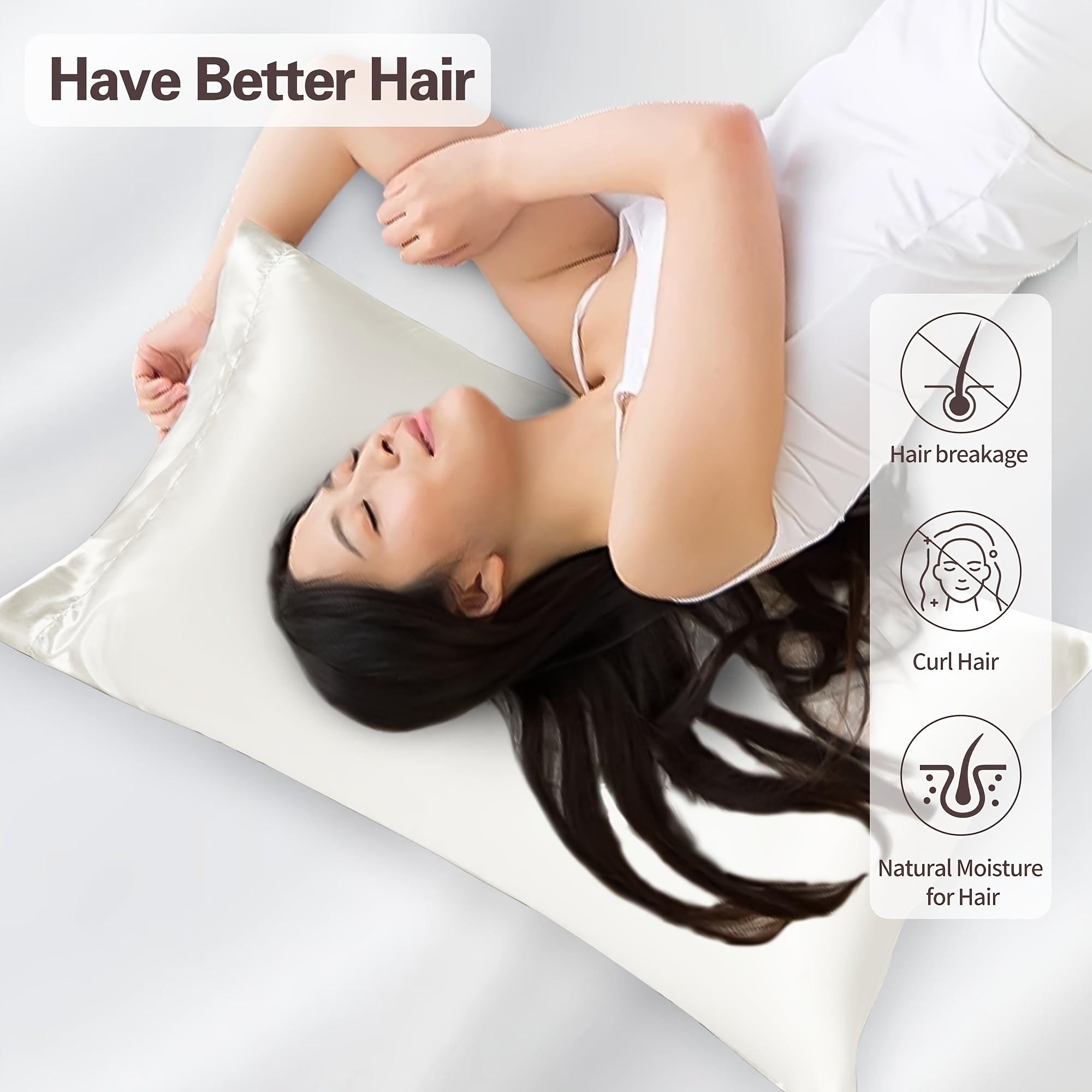 Satin Pillowcases Pack 2, Wrinkle-Resistant, Smooth, Solid Color