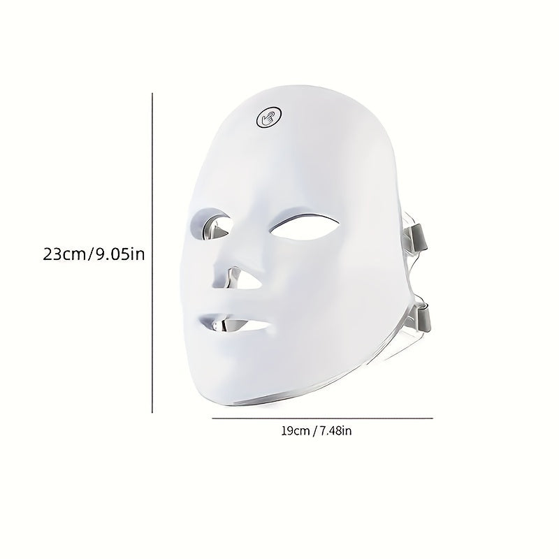 7-Color LED Facial Mask with Eye Protection Rechargeable USB Battery Reusable Home Use