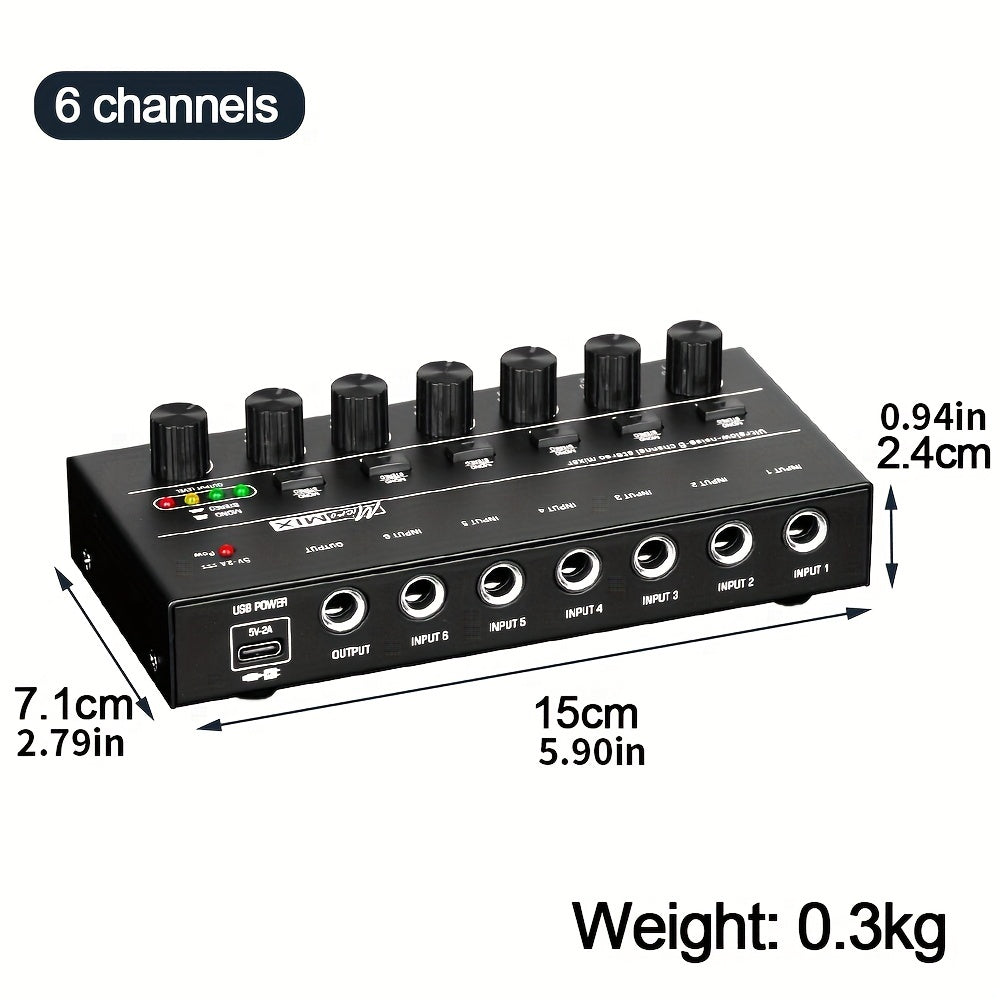4-Channel Audio Mixer with Ultra Low Noise, Easy Operation, USB Power Supply