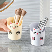 Cute Cat Design Pen Holder and Makeup Brush Storage Desktop Organizer