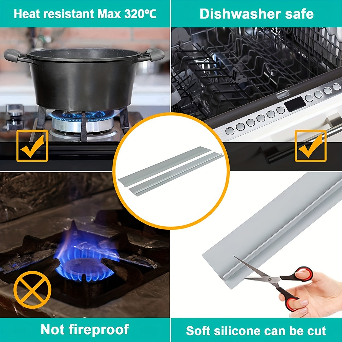 2 Pieces Silicone Stove Counter Gap Covers Heat Resistant Gap Filler Kitchen Essentials