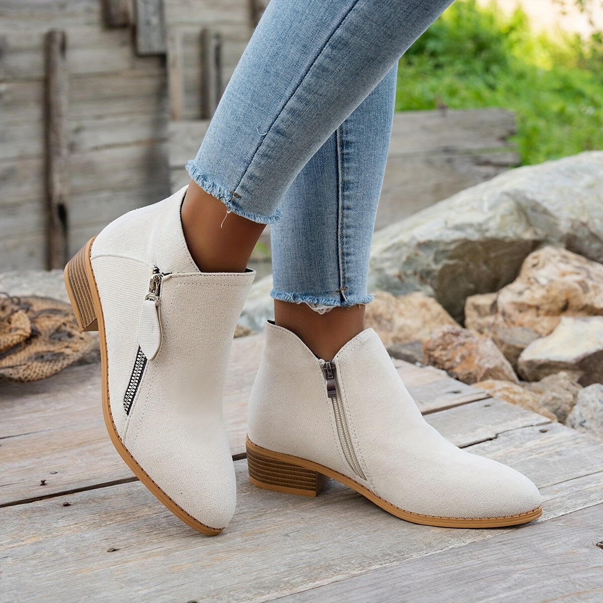 Women's Ankle Boots White Fashion Comfortable Casual Shoes