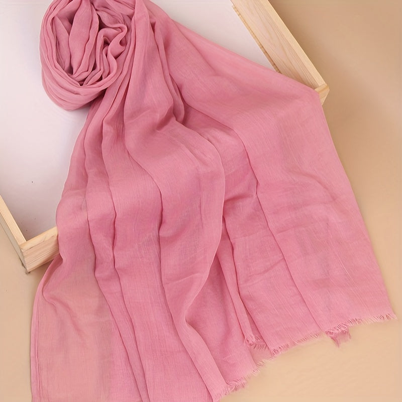 Women's Lightweight Solid Color Scarf Shawl Breathable Soft Polyester Sun Protection