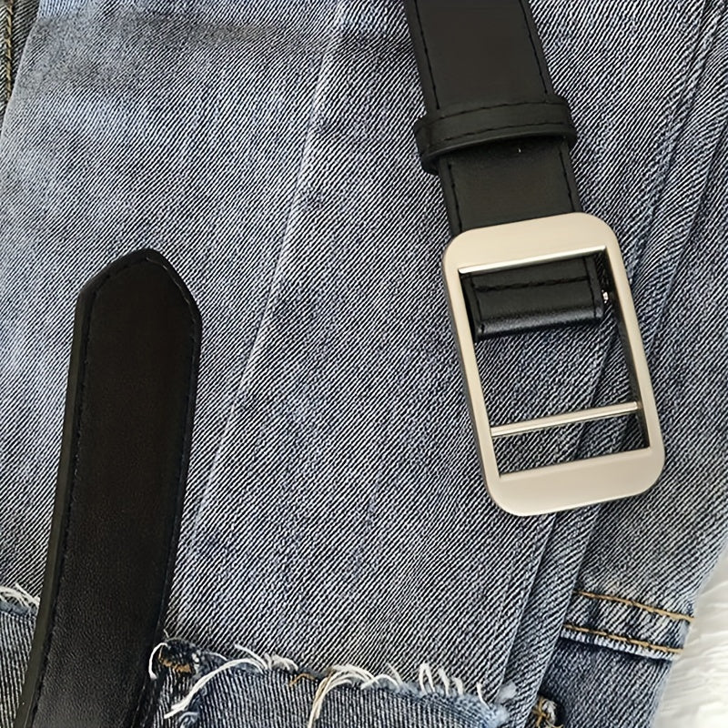 Unisex PU Leather Belt Casual Street Style Waist Belt for Daily Wear