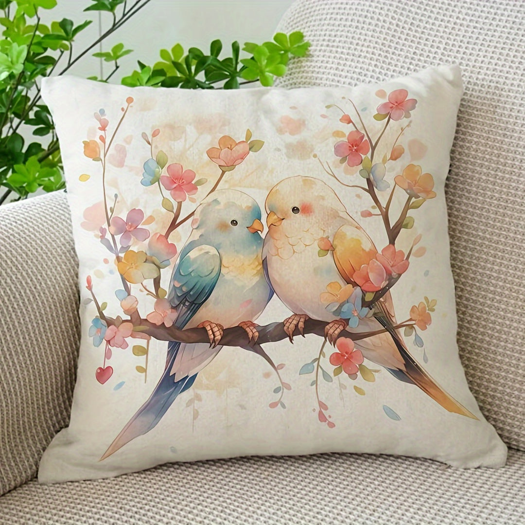 Bird Print Polyester Pillowcase for Teens and Adults Soft Breathable Machine Washable Decorative Throw Cover